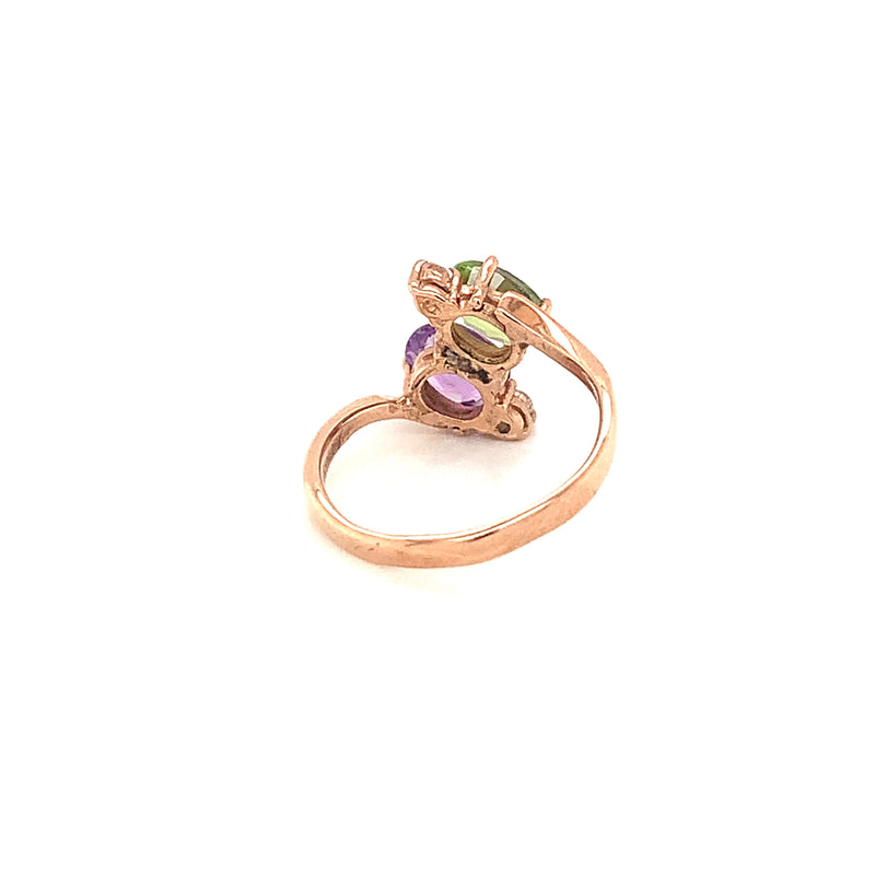 Amethyst & Peridot Gold Plated Silver Ring