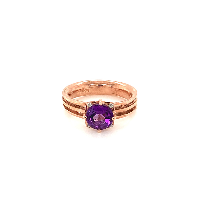 Amethyst Gold Plated Silver Ring